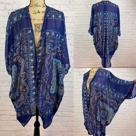 Haute Monde Open Front Paisley Boho Kimono - Picture 1 of 1